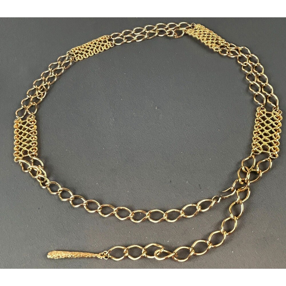 Vintage Goldtone Metal Chain Adjustable Belt 37" Long